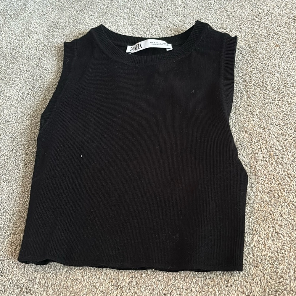 Zara Crop Ribbed Halter Top